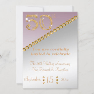 50. Jubiläum elegantes Gold Nugget & Light Pink Einladung