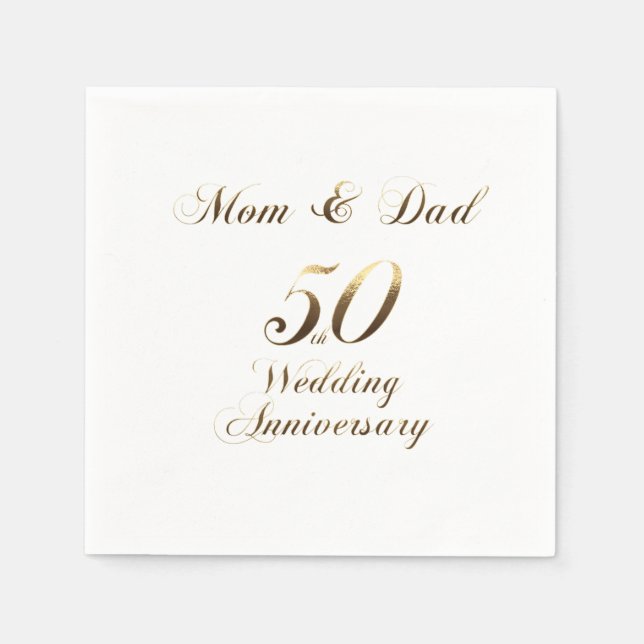50. Jubiläum Eltern Goldene Hochzeit Serviette (Vorderseite)