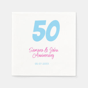 50. Jubiläum fett blau rosa Name Datum elegant Serviette