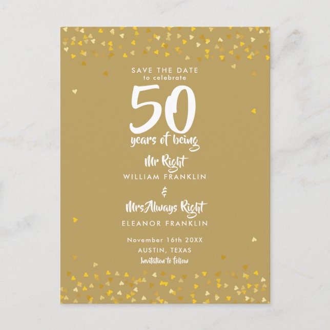 50. Jubiläum Frau Richterin Save the Date Ankündigungspostkarte (Vorderseite)