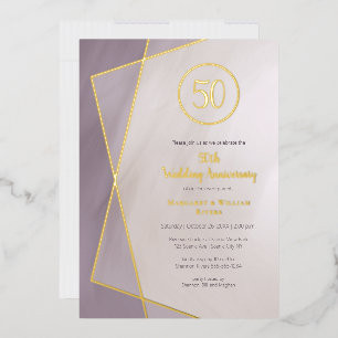 50. Jubiläum gedämpfter Pflaumen-Ton mit Gold Folieneinladung