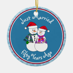 50. Jubiläum Geschenk Spaß Schnee Couple Weihnacht Keramikornament