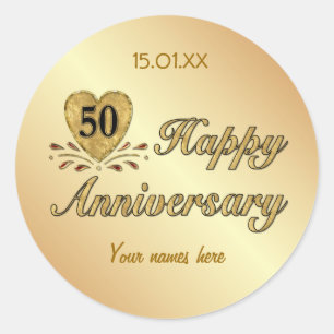 50. Jubiläum - Gold Runder Aufkleber
