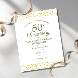 50. Jubiläum Golden Hearts Save-the-Date-Karte Ankündigungspostkarte