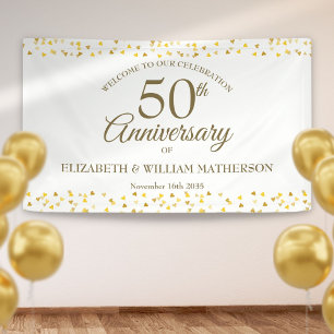 50. Jubiläum Golden Love Hearts Willkommen Banner