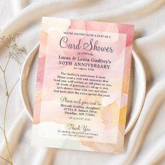 50. Jubiläum Golden Pastels Card Dusche Einladung