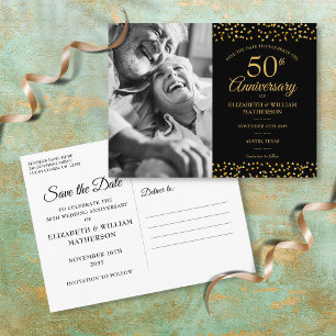 50. Jubiläum Goldene Herzen Foto Save-the-Date  Ankündigungspostkarte
