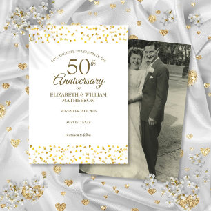 50. Jubiläum Goldene Herzen Foto Save-the-Date-Kar Einladung