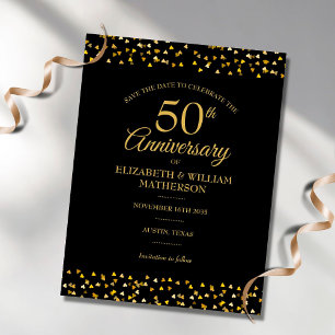 50. Jubiläum Goldene Herzen Save-the-Date Ankündigungspostkarte