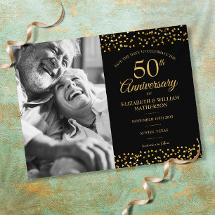 50. Jubiläum Goldene Herzen Save-the-Date-Foto Ankündigungspostkarte