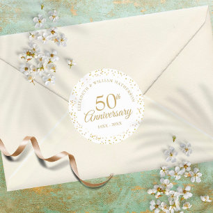 50. Jubiläum Goldstaubkonfetti Runder Aufkleber