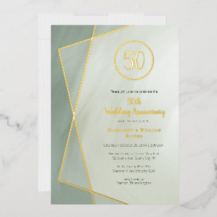 50. Jubiläum grauierter Jade mit Gold Folieneinladung