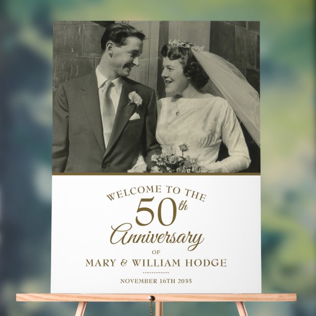 50. Jubiläum Hochzeit Foto Willkommen Acrylschild (Neutral)