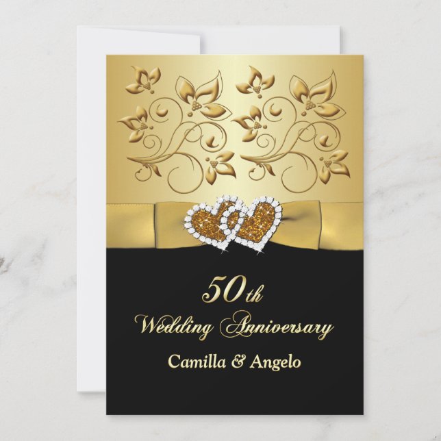 50 Jubiläum JoED Hearts Wedding Einladung 2 (Vorderseite)