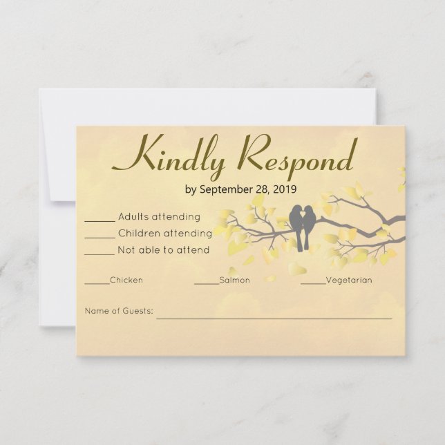 50. Jubiläum Liebesvögel RSVP Karte (Vorderseite)