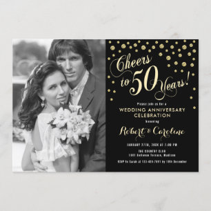 50. Jubiläum mit Foto - Gold Black Einladung