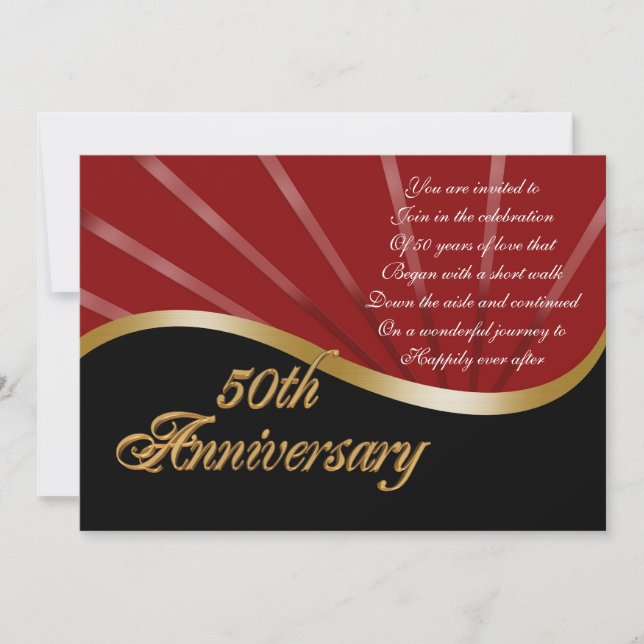 50. Jubiläum Party Einladung goldschwarz (Vorderseite)