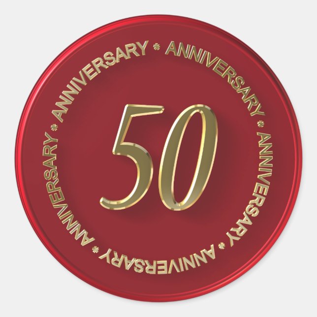 50. Jubiläum Rotwachs-Siegel Runder Aufkleber (Vorderseite)