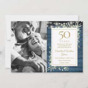 50. Jubiläum Rustikale Lichter Grün Foto Save The Date