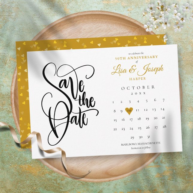 50. Jubiläum Save the Date Kalender Gold Herz (Von Creator hochgeladen)