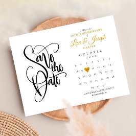 50. Jubiläum Save the Date Kalender Gold Herz Ankündigungspostkarte