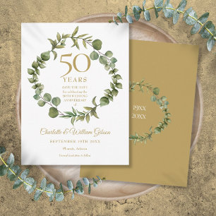 50. Jubiläum Save the Date Waldlandgrün Ankündigungspostkarte