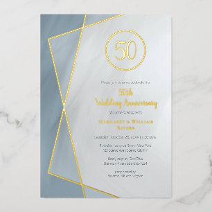 50. Jubiläum staubblaugrau mit Goldfolie in Folieneinladung