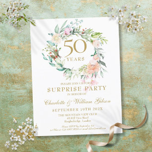 50. Jubiläum Surprise Party Rose Garland Einladungspostkarte