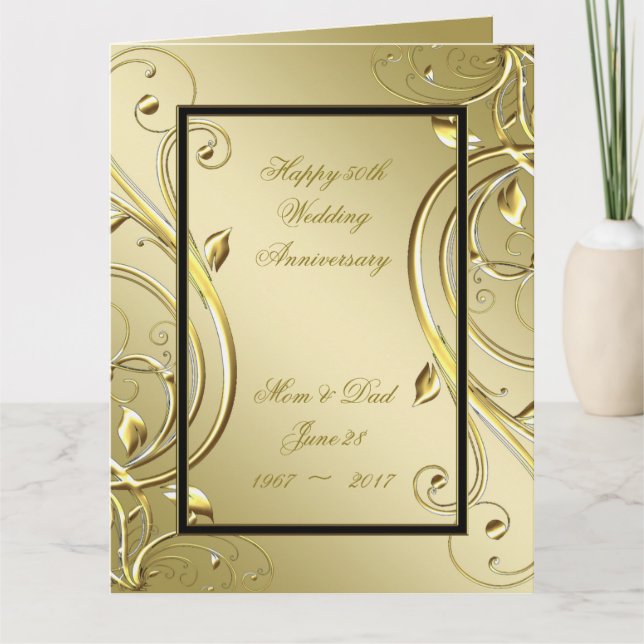 50. Jubiläum von Gold Black geblüht 8.5 x 11 Karte (Vorderseite)
