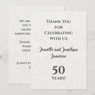 50. Jubiläum Weiße Florale Geschmackvolle Danksagu Dankeskarte