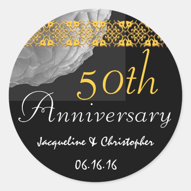 50. Jubiläum WHITE GOLD BLACK Rose Sticker (Vorderseite)