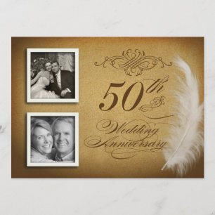 50. Jubiläums Fancy Feather 2 Foto Einladungen