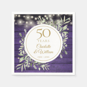 50. Jubiläums-Laub-Purple-Wood-Lichterkette Serviette