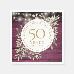 50. Jubiläums-Laub-Rot-Holz-Lichterkette Serviette