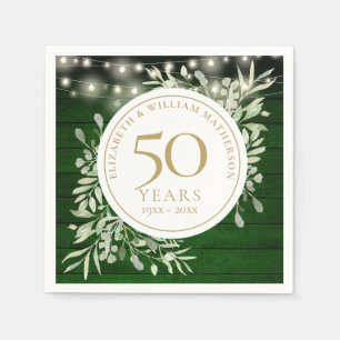 50. Jubiläums-Laubgrün-Holz-Lichterkette Serviette