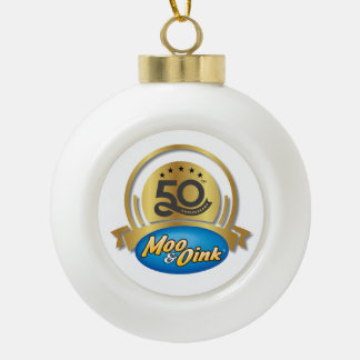 50. Jubiläums-Moo-&-Oink-Schmuck Keramik Kugel-Ornament