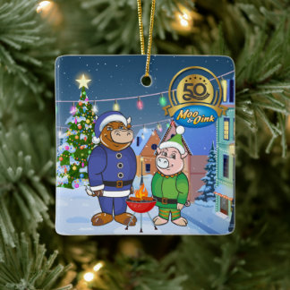 50. Jubiläums-Moo-&-Oink-Schmuck Keramikornament