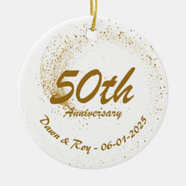 50. Jubiläums-Ornament Metall, personalisiert Gold Keramik Ornament