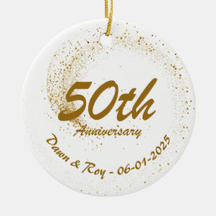 50. Jubiläums-Ornament Metall, personalisiert Gold Keramik Ornament