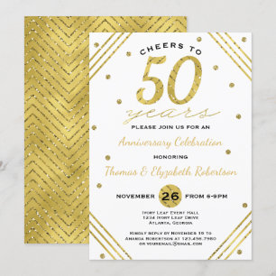 50. Jubiläums-Party-Einladung, Faux Gold Einladung