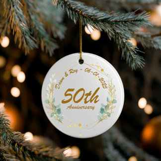50. Jubiläums-Weihnachtsschmuck personalisiert, Keramik Ornament