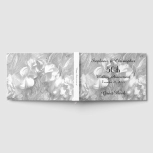50. Jubiläumsfeier Weiße Blumen und Spitze Gästebuch