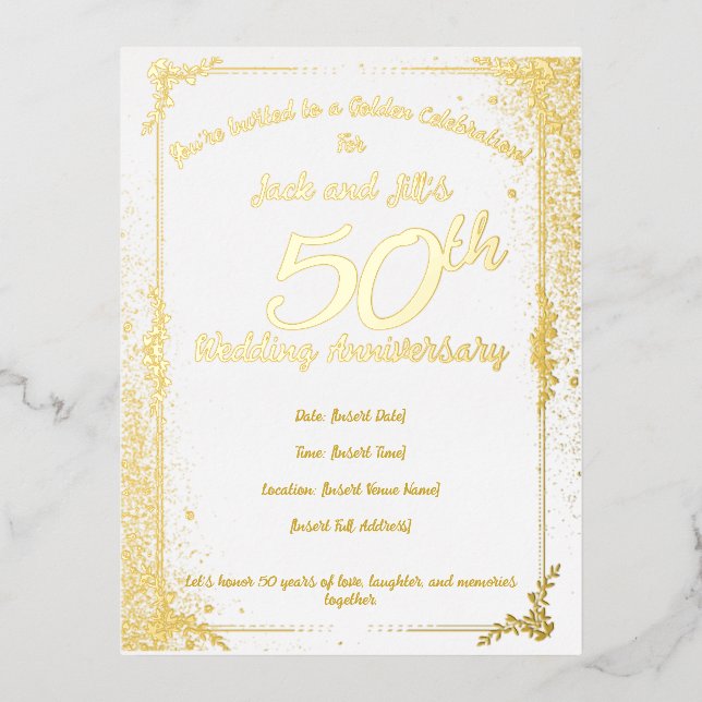 50. Jubiläumsfoil Einladung Postkarte (Vorderseite)