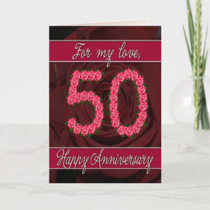 50. Jubiläumskarte mit Rose und Blätter Karte