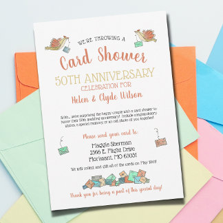 50. Kartendusche Illustriert Einladung