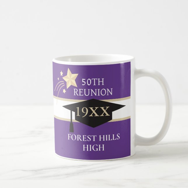 50. Klasse Wiedersehen School Farben Kaffee Tasse (Rechts)