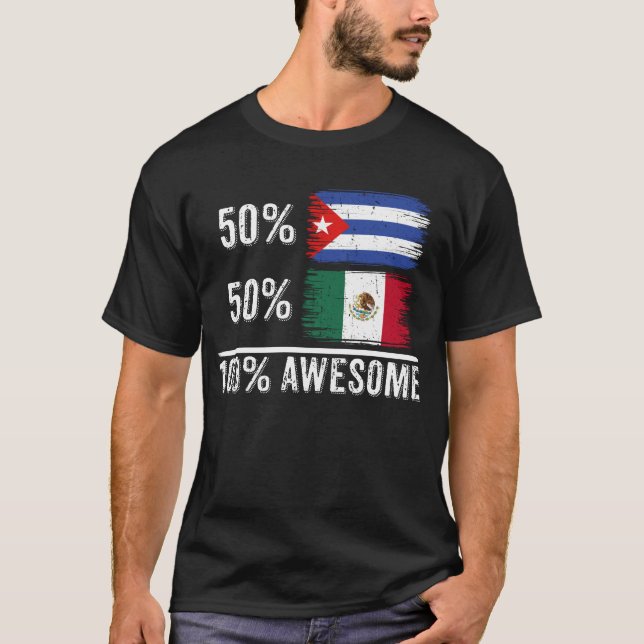 50_ Kuba 50_ Mexiko Kubanische Flagge Pride Heri T-Shirt (Vorderseite)