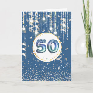 50 Lichter blauer Glitzer Geburtstag Karte