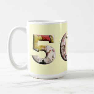 50. Meilensteine Blumendesign Anpassbare Tasse