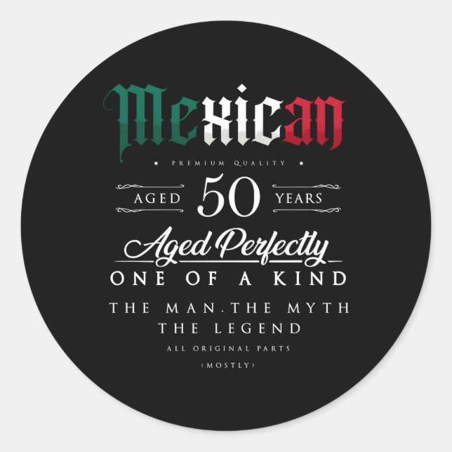 50. Mexikanisches Alter 50 Geboren in Mexiko Runder Aufkleber (Vorderseite)